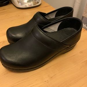 Dansko Black Leather Clogs - Size 6.5 (37)